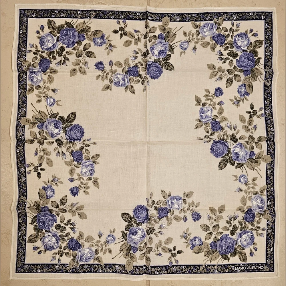 Mario Valentino Blue Floral Scarf - Picture 3 of 5
